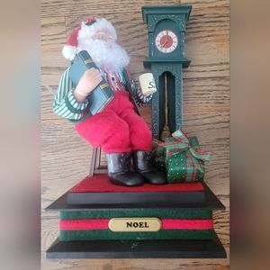 Vintage 11" Holiday Creations Musical Holiday Scene - Santa at Grandfather Clock
